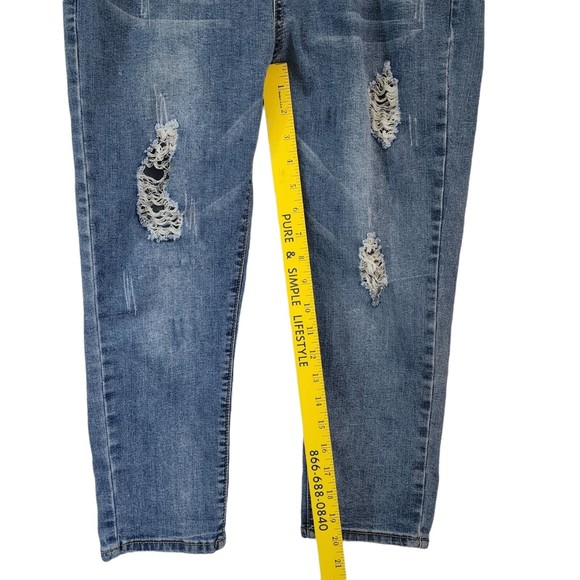 UBU Vintage High-Rise Cropped Jeans Whiskered Distressed Size 32 Tag - Picture 8 of 11